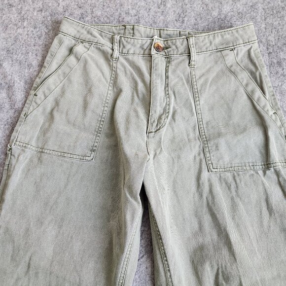 Old Navy Sky High Straight Cargo Carpenter Pants Women’s 8 Army Green Preppy - Picture 1 of 12